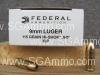 1000 Round Case - 9mm Luger Federal Classic Hi-Shok 115 Grain JHP Hollow Point - 9BP 